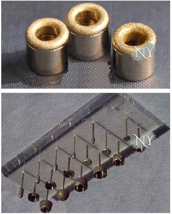 Mekanik cilt yenilemede kullanılan elmas uçlar.